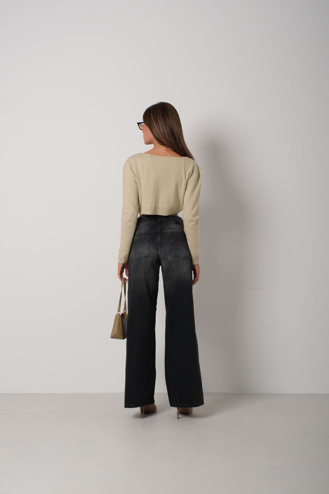 Askılı Bluz Hırka Bej Triko Takım