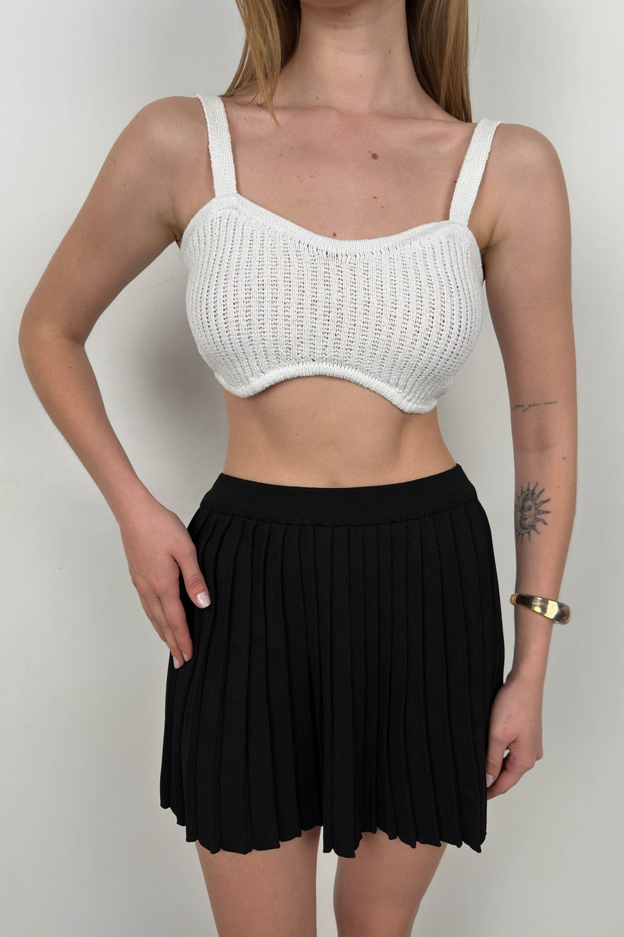 White Crop Bra with Straps 