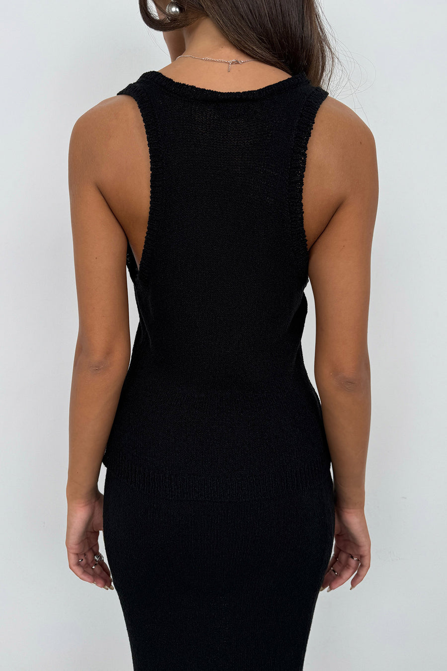 Textured Black Blouse with Straps 