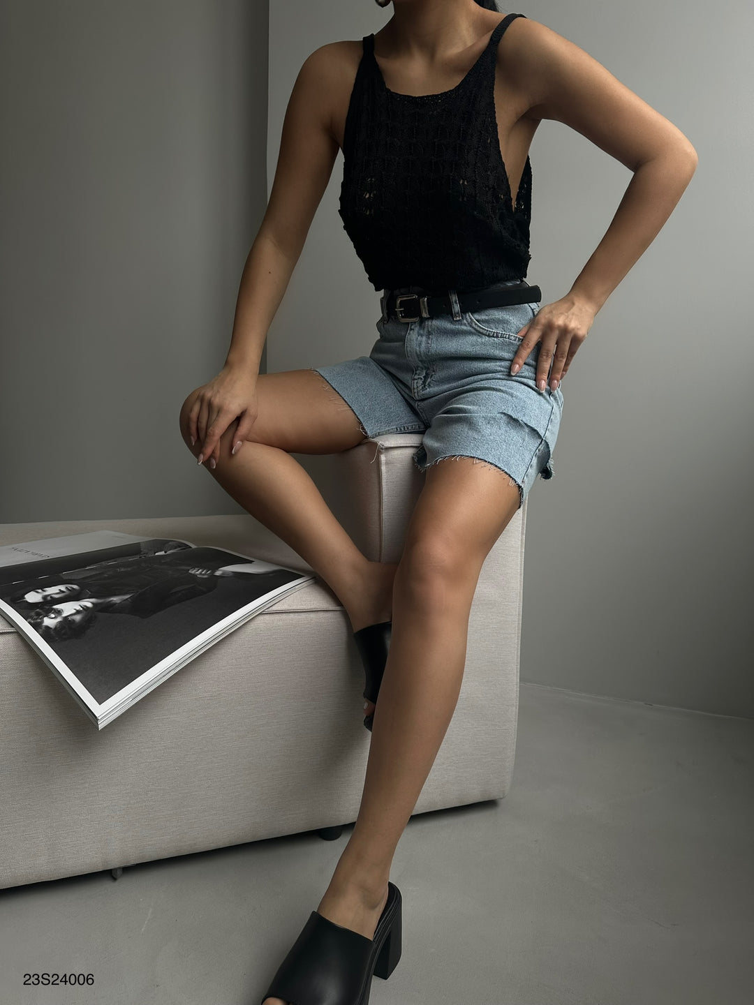 Askılı Siyah Triko Bluz