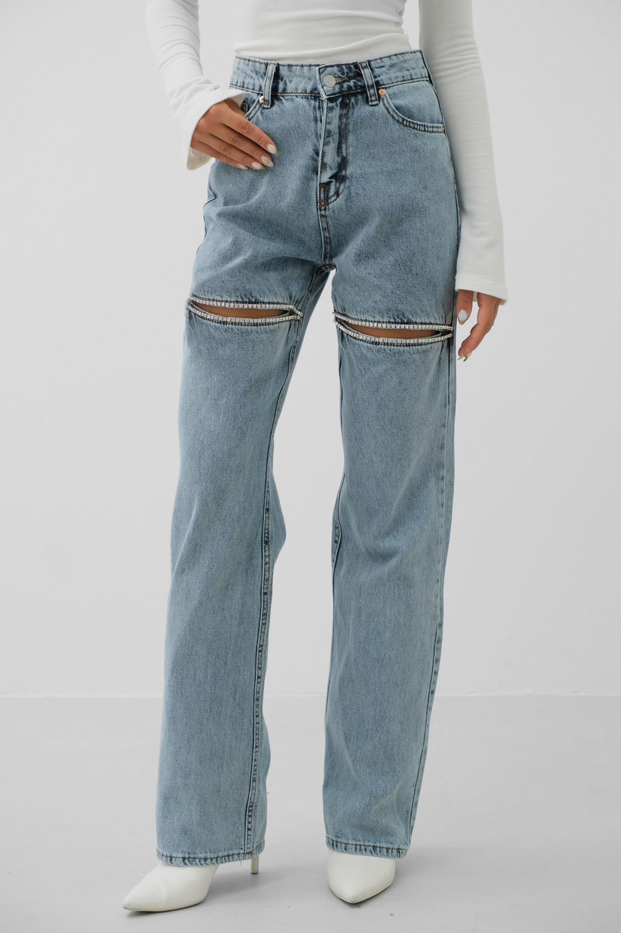 Leg Open Blue Stone Jeans 