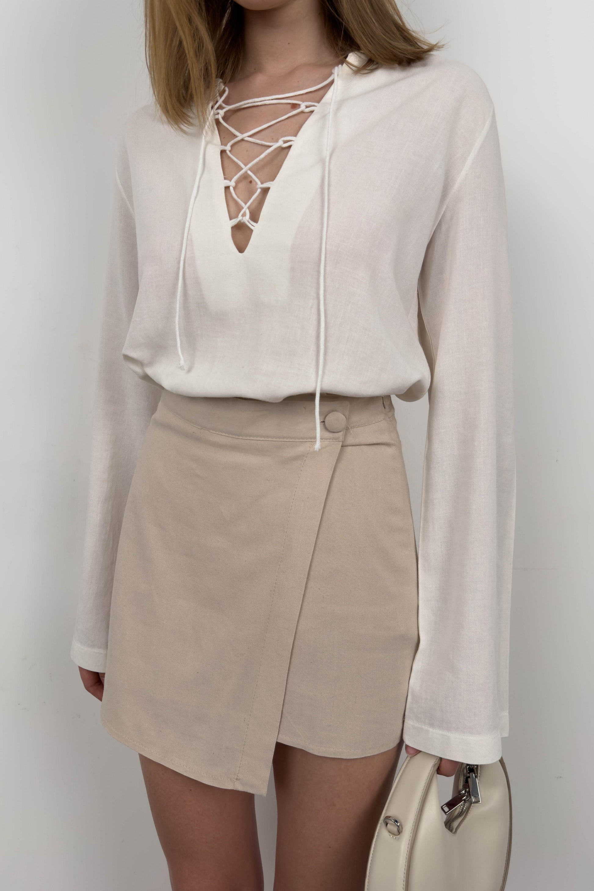 Laced White Linen Blouse 