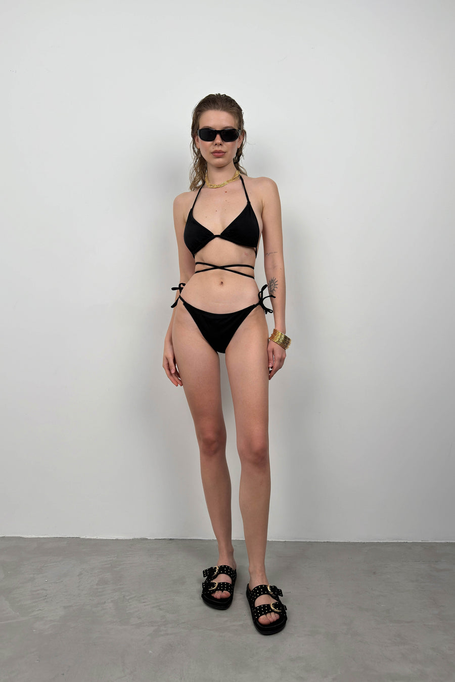 Black Bikini Set with Tie Detail 