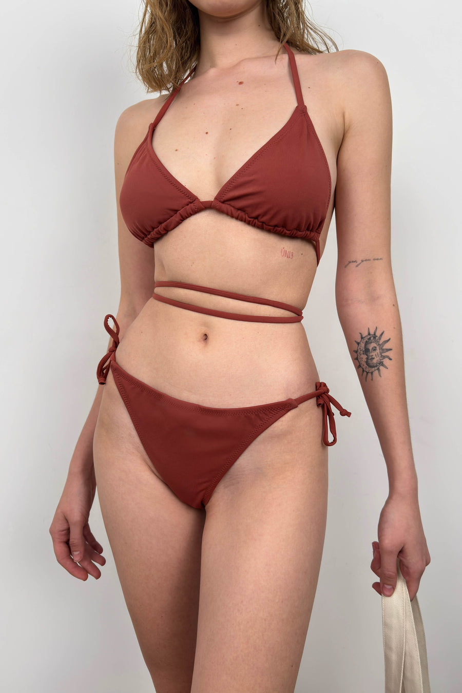 Lace Detail Brown Bikini Set 