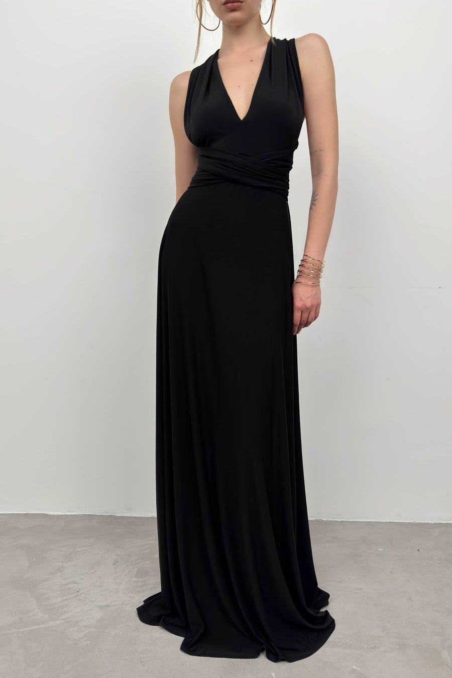 Black Maxi Dress with Tie Detail 