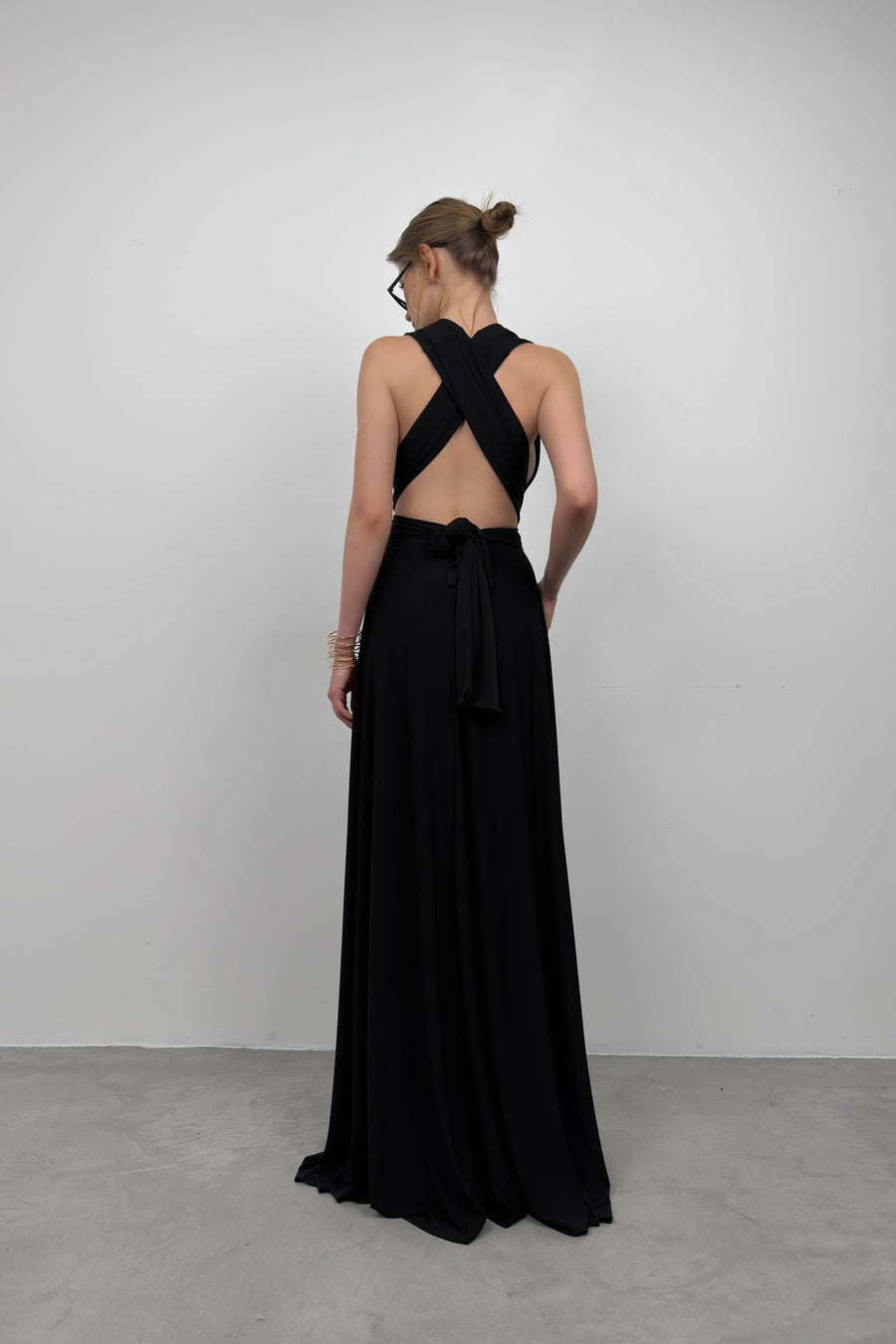 Black Maxi Dress with Tie Detail 