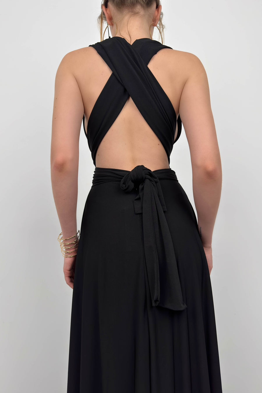 Black Maxi Dress with Tie Detail 