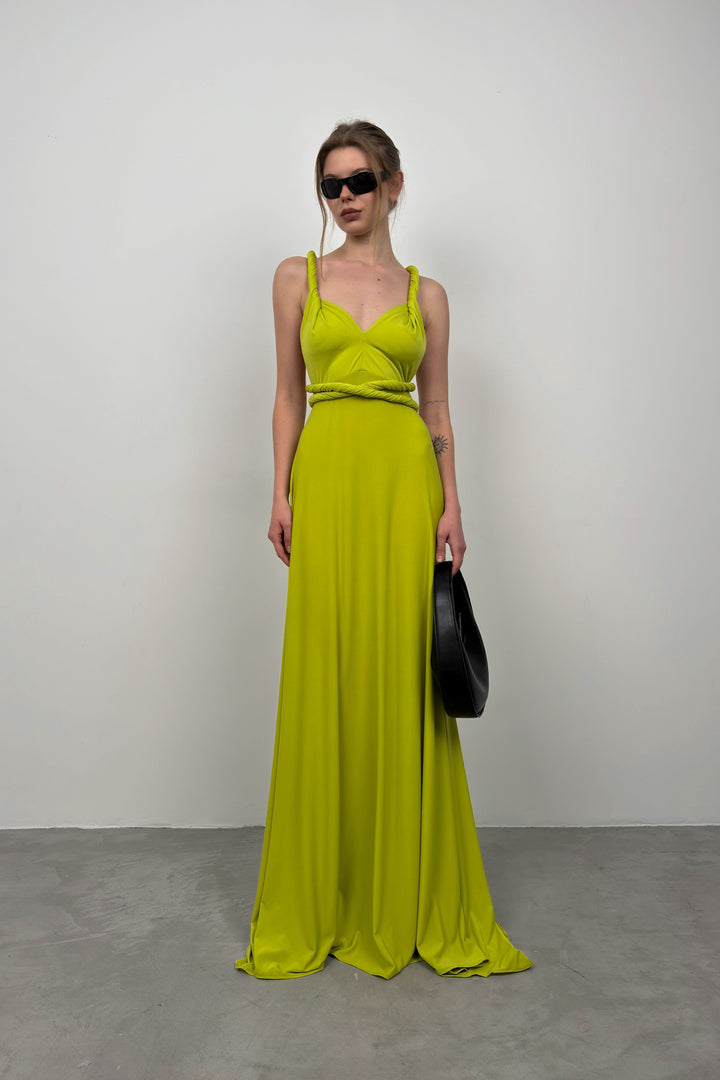 Bağlama Detay Lime Maxi Elbise