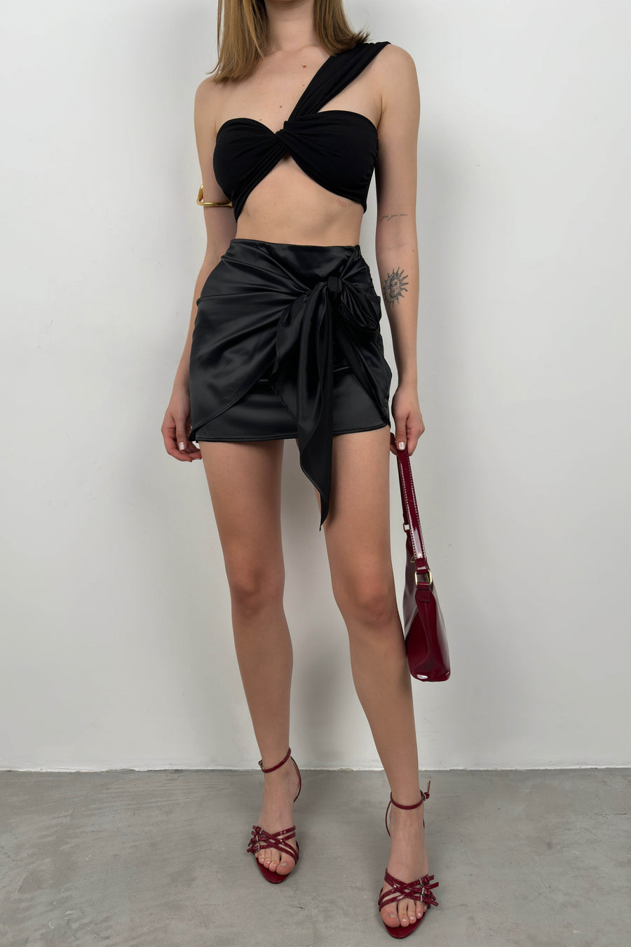 Tied Wrap Black Skirt 