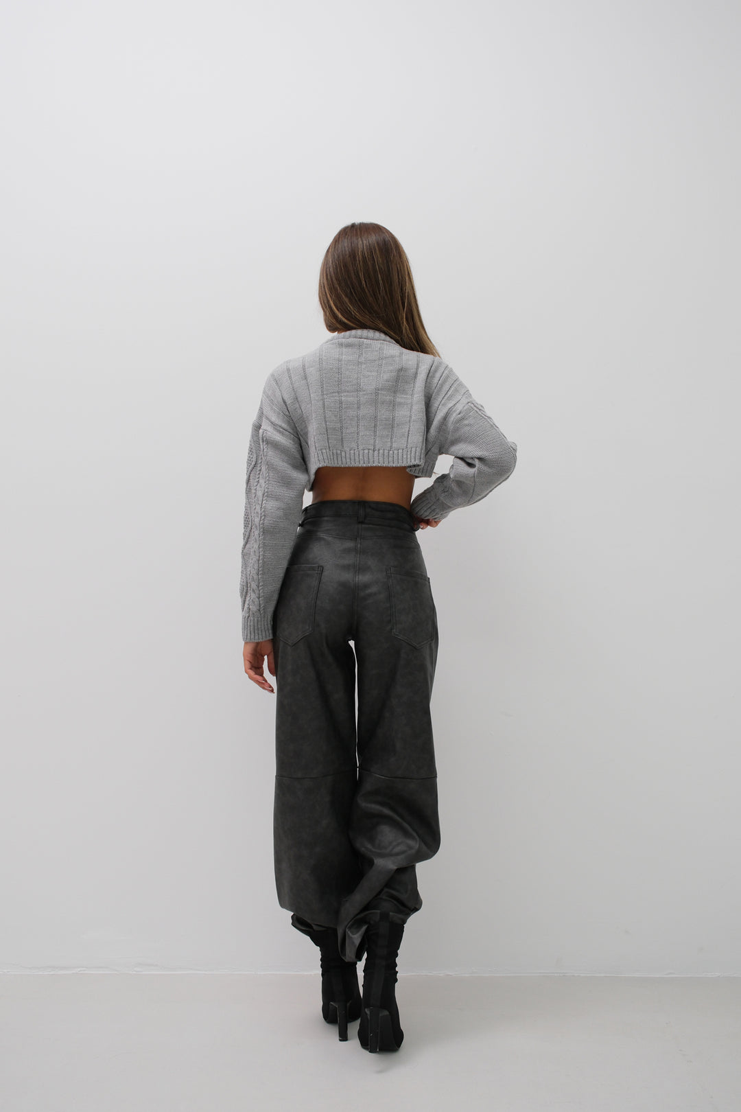 Baklava Desen Gri Kazak