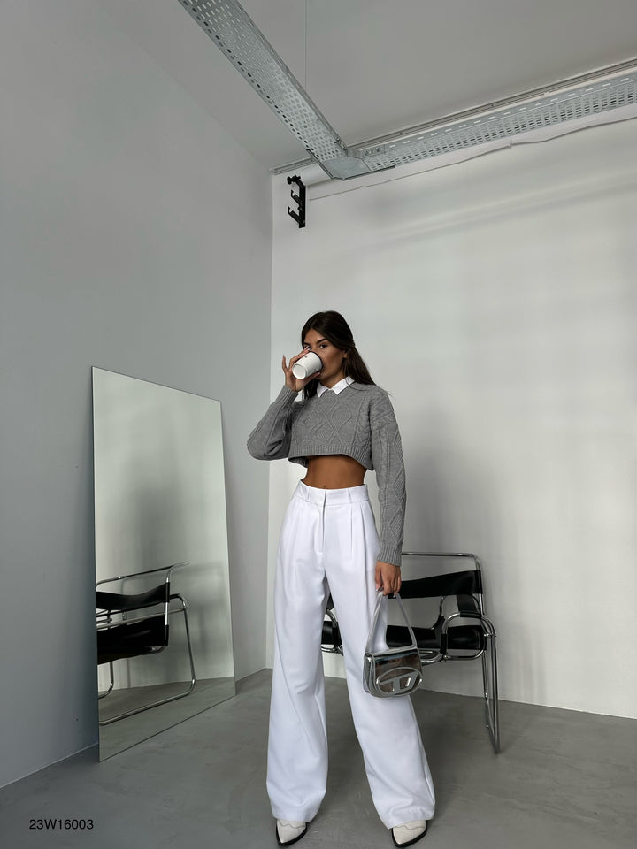 Baklava Desen Gri Kazak