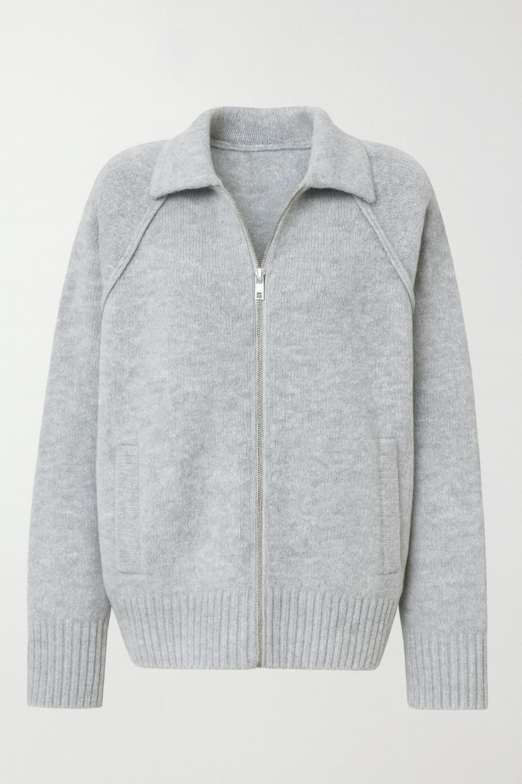 Balıkçı Yaka Fermuar Detay Gri Kazak