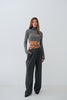 Turtleneck Gray Knitwear Crop