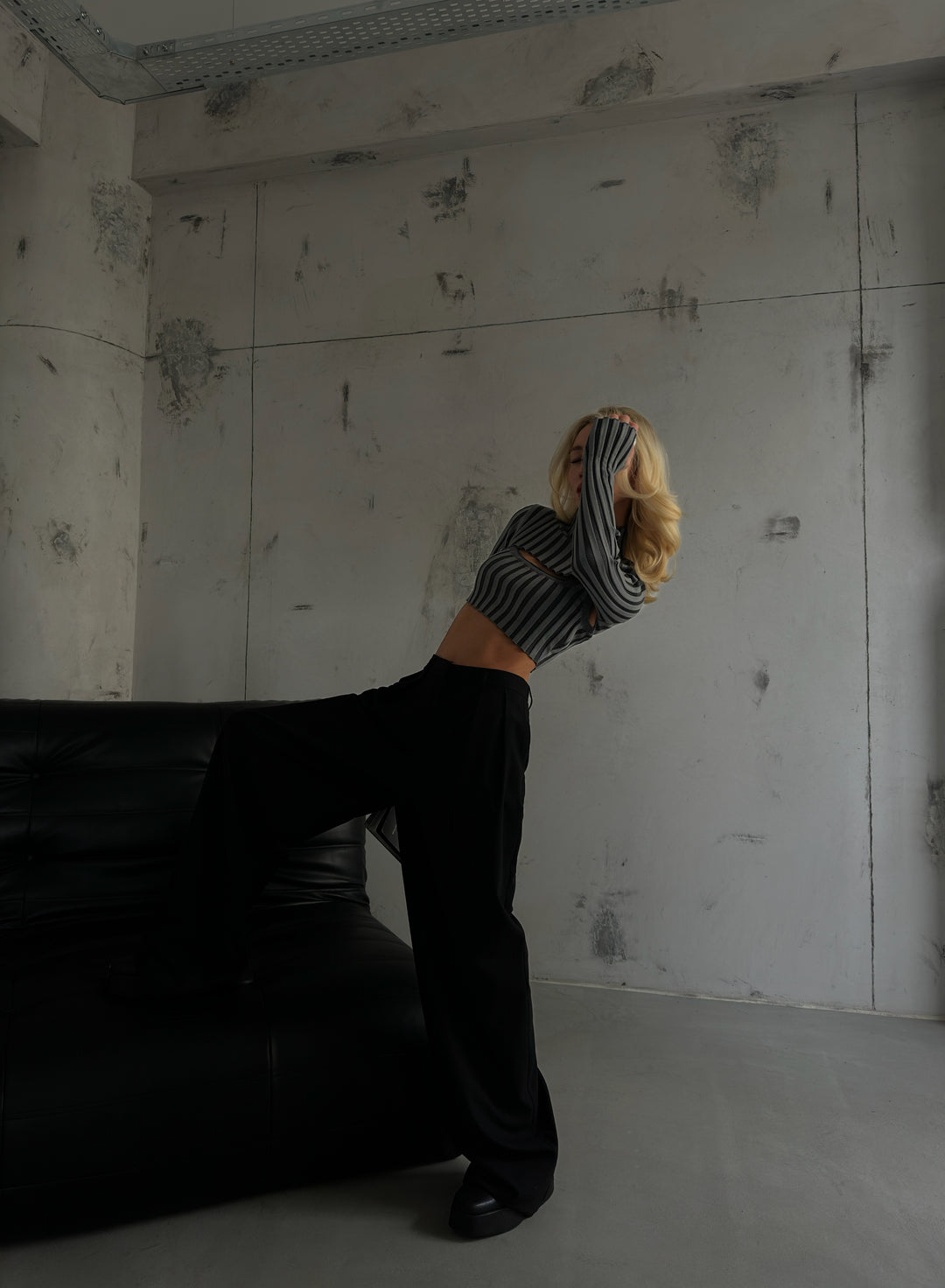 Balıkçı Yaka Gri Triko Crop