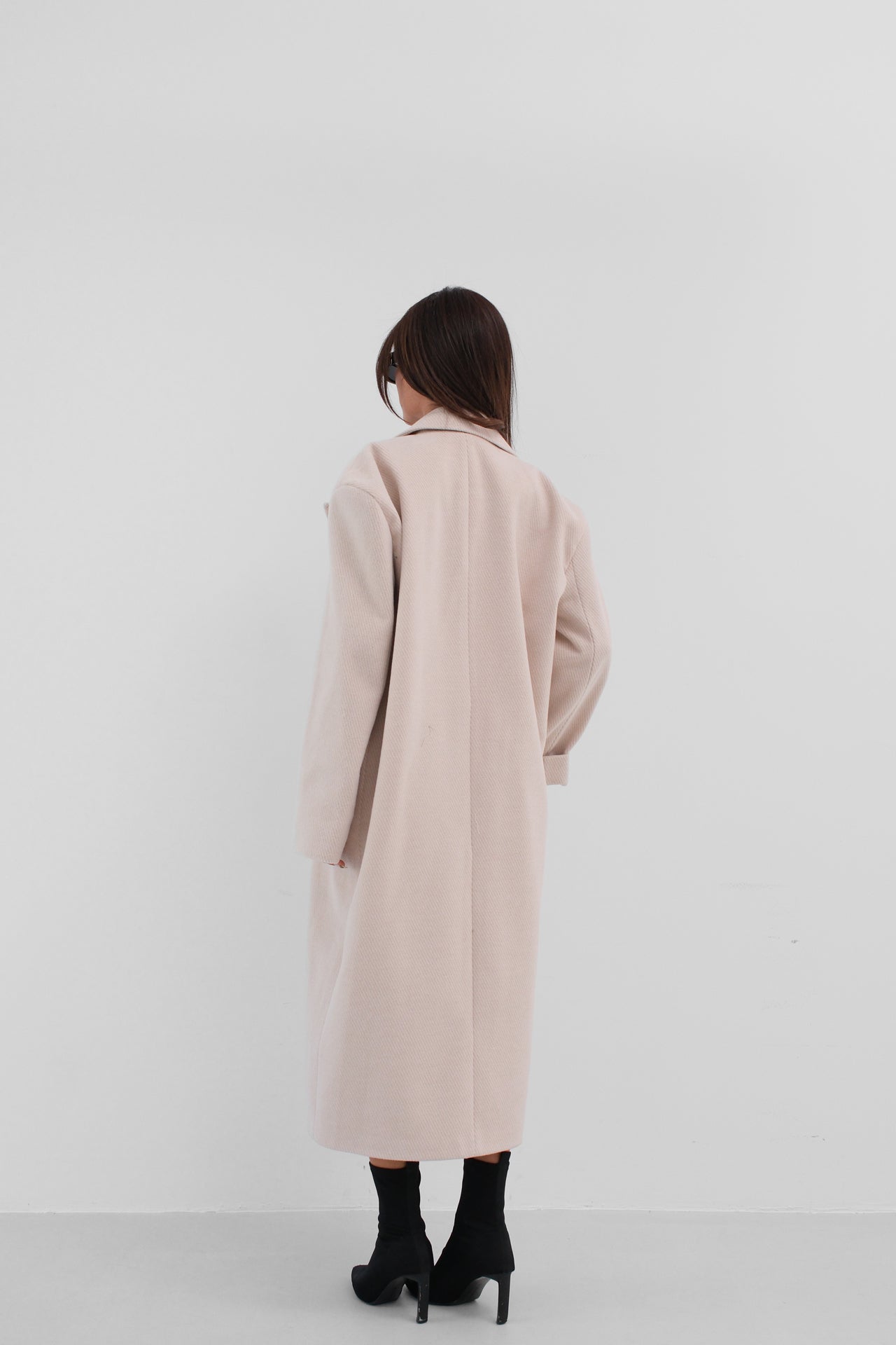 Herringbone Beige Oversize Coat