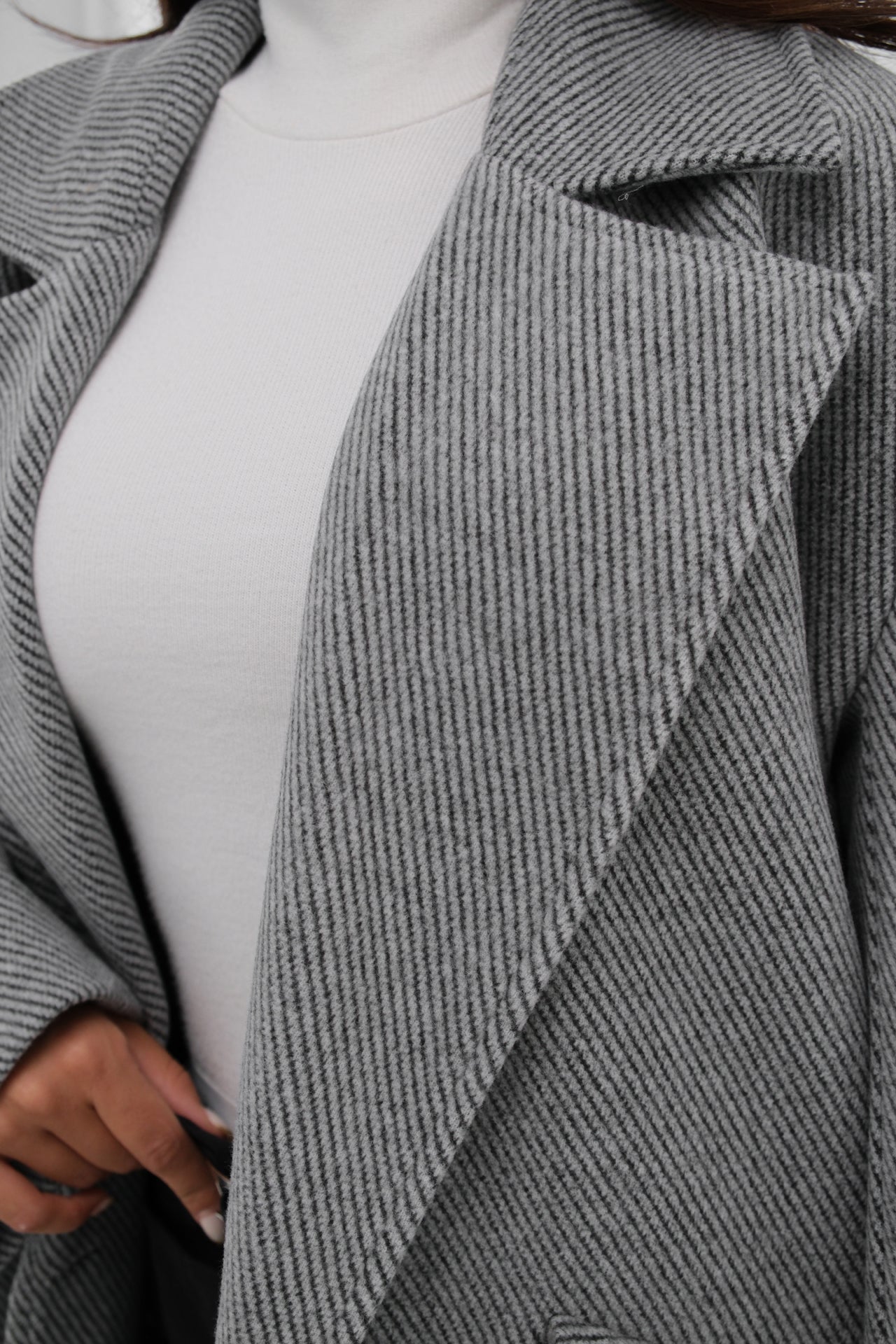 Herringbone Grey Oversize Coat 