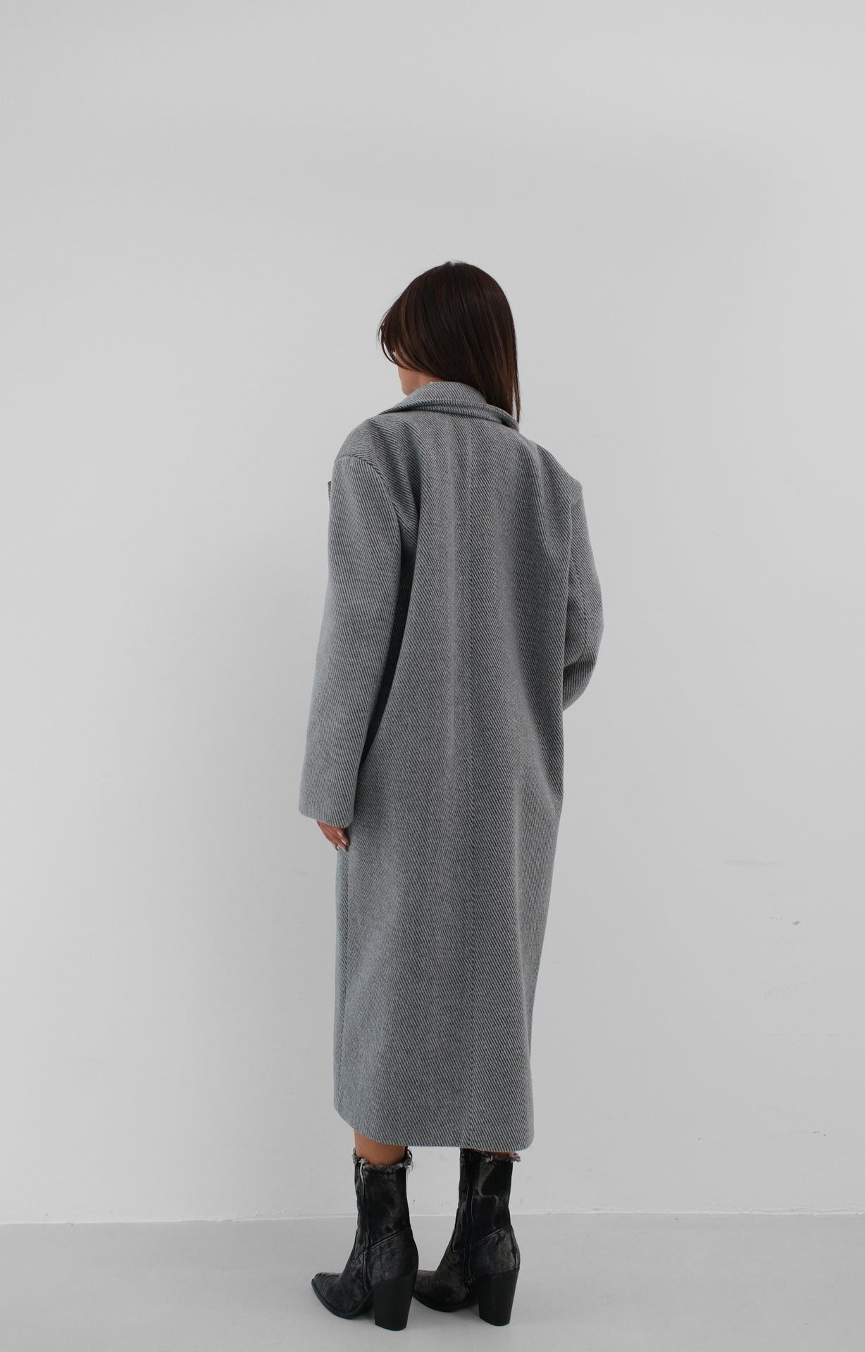 Herringbone Grey Oversize Coat 