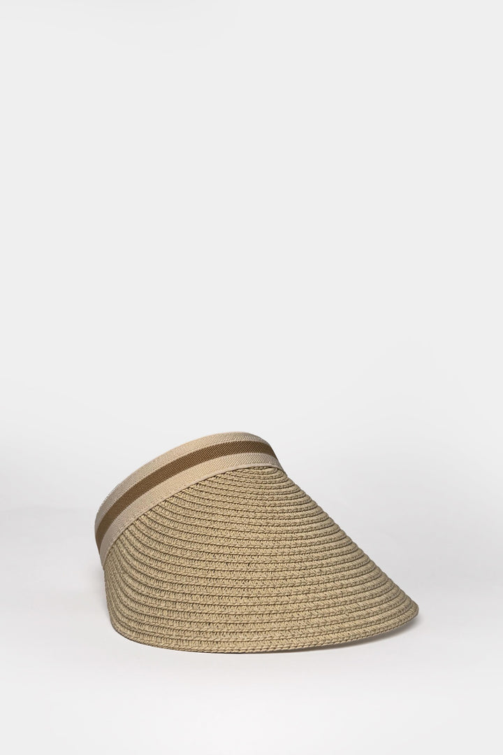 Bantlı Hasır Vizör Bej Şapka