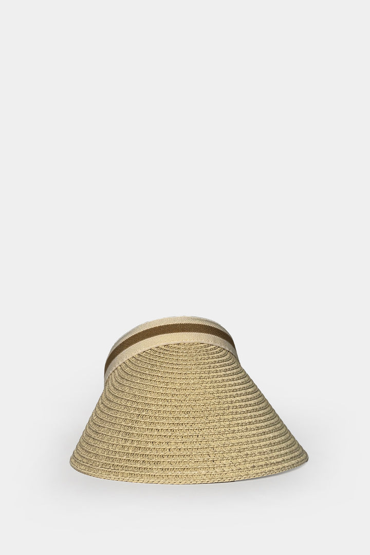 Bantlı Hasır Vizör Bej Şapka