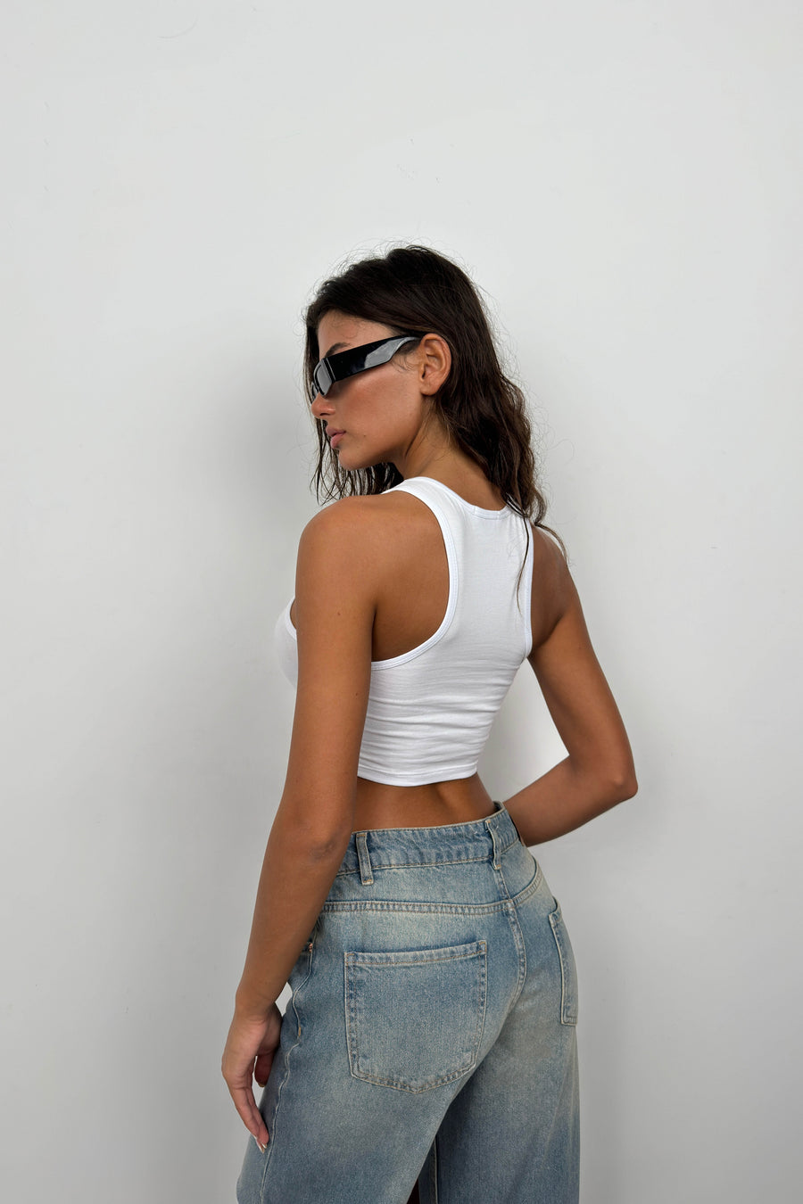 Printed Halter Neck White Crop 