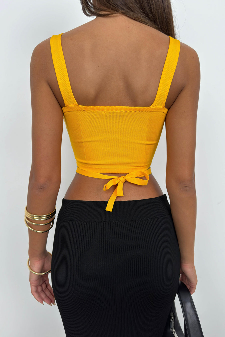 Orange Crop Blouse with Waist Tie 