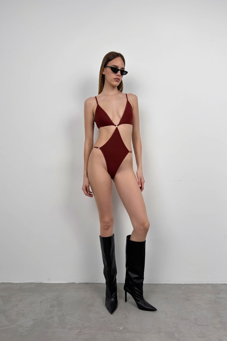 Low-Cut Brown Swimsuit 