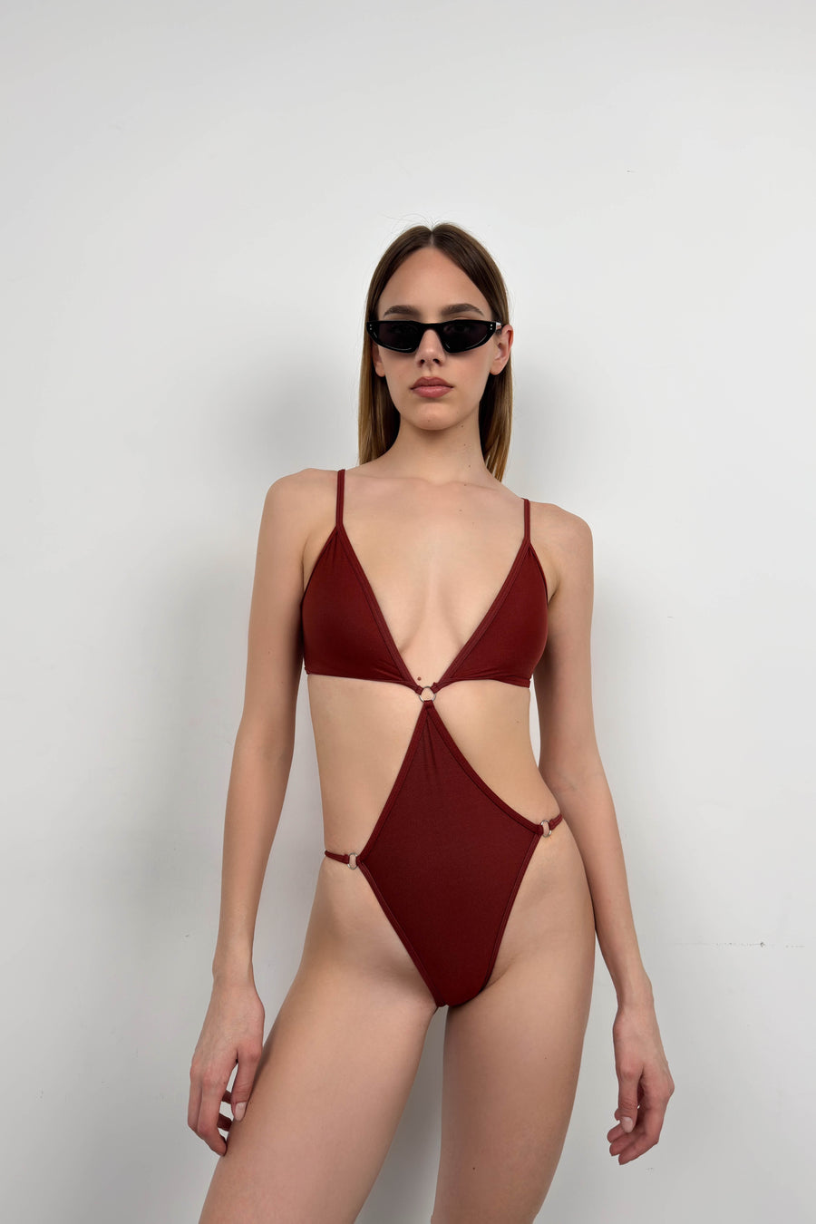 Low-Cut Brown Swimsuit 