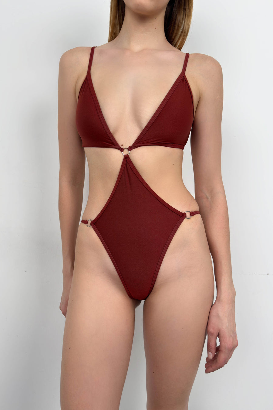 Low-Cut Brown Swimsuit 