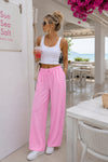Bel Lastik Detay Pembe Modal Pantolon