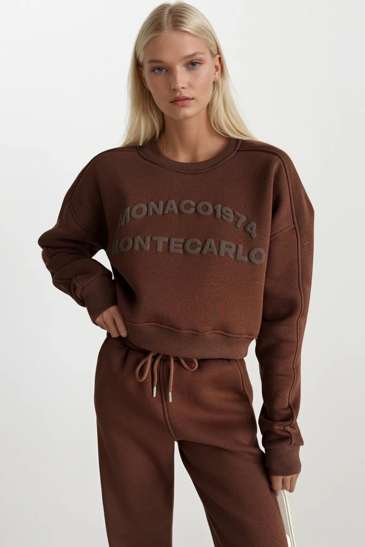 Bel Lastikli Boru Paça Kahverengi Eşofman Altı