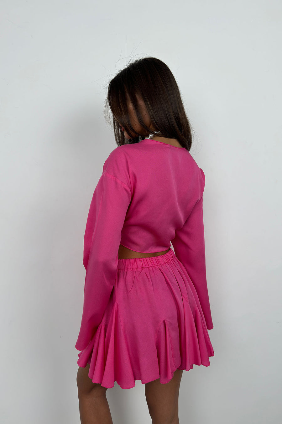 Fuchsia Kiloş Skirt with Elastic Waist 