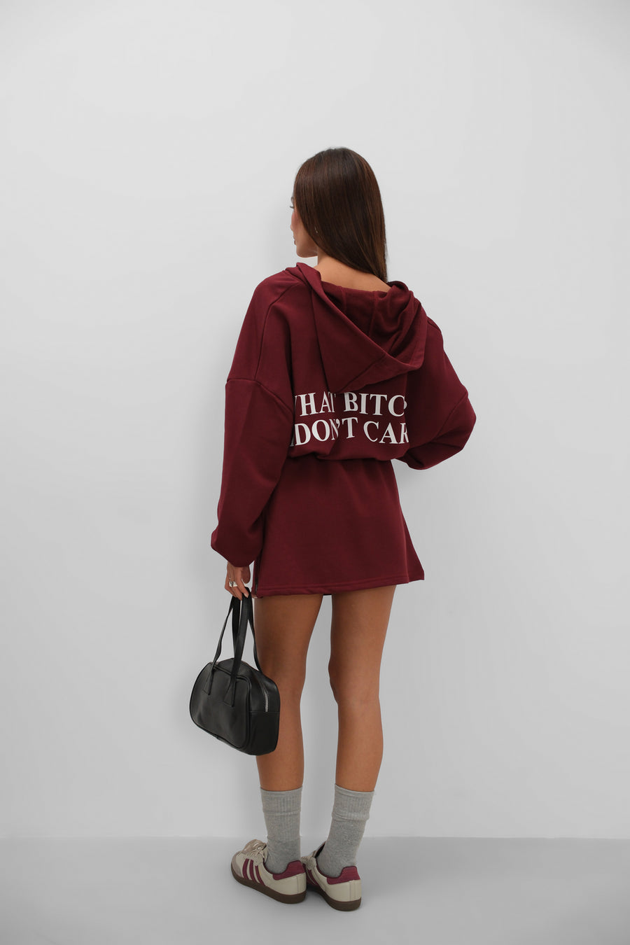 Beli Lastikli Fermuarlı Bordo Sweatshirt