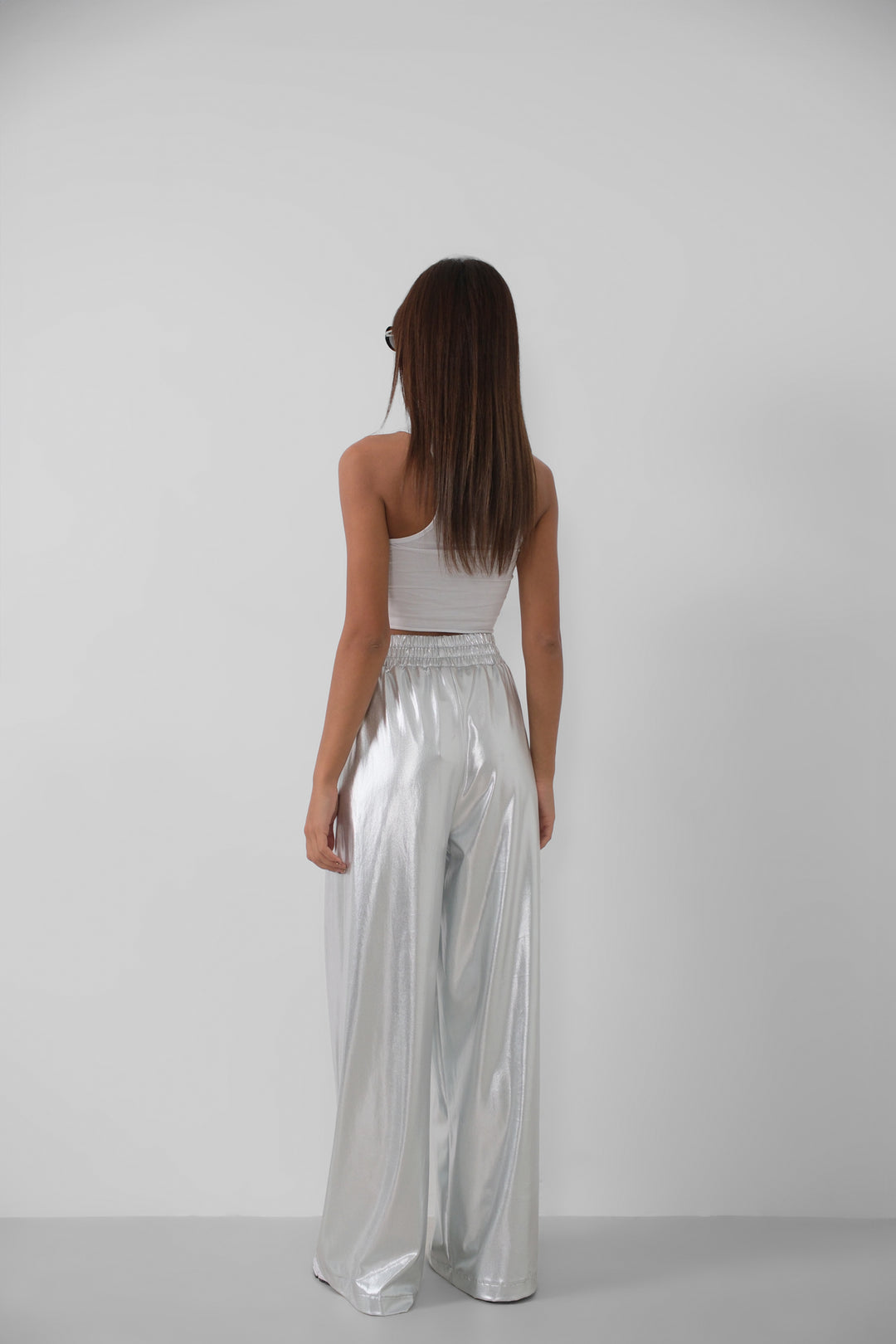 Beli Lastikli Gümüş Pantolon