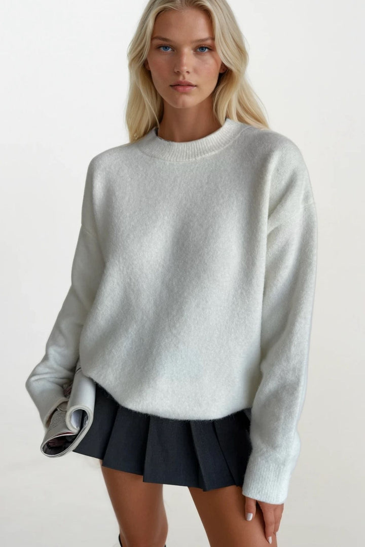 Bisiklet Yaka Basic Ekru Kazak