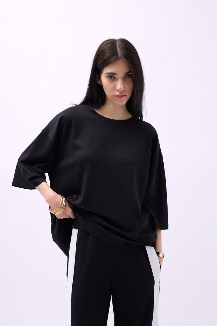 Crew Neck Oversize Black T-Shirt 