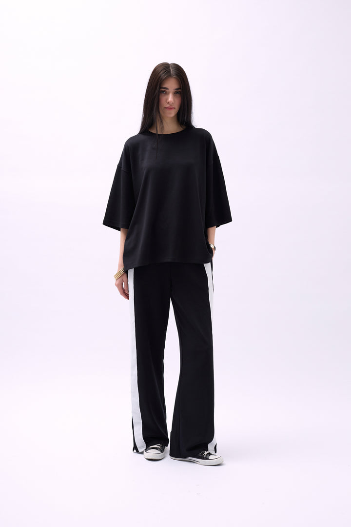 Crew Neck Oversize Black T-Shirt 