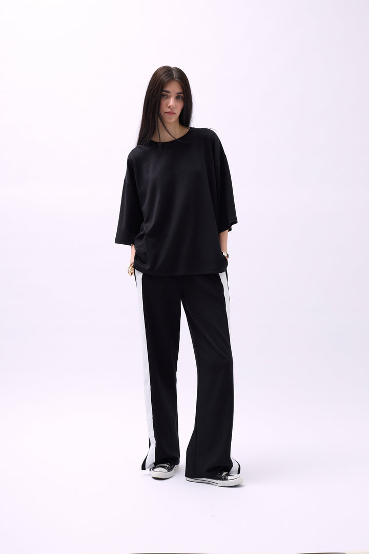 Crew Neck Oversize Black T-Shirt 