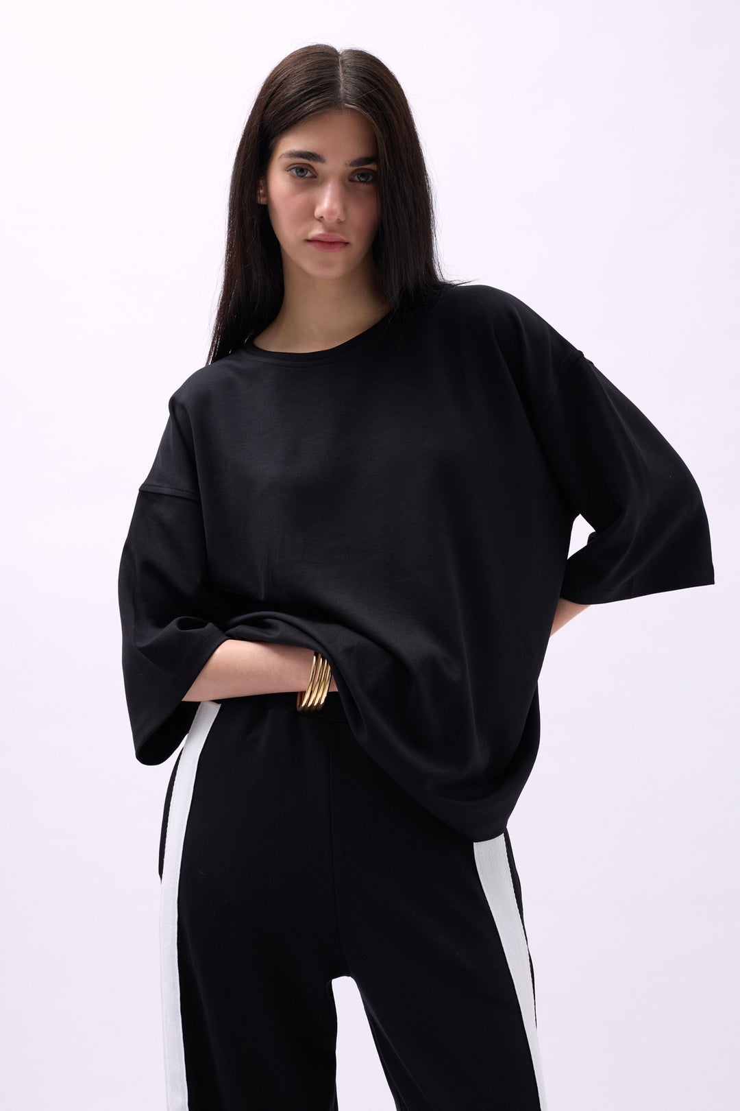 Crew Neck Oversize Black T-Shirt 