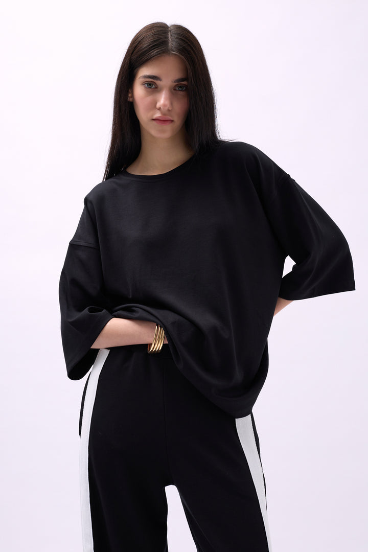 Crew Neck Oversize Black T-Shirt 