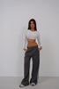 Piping Detail Low Waist Gray Trousers 