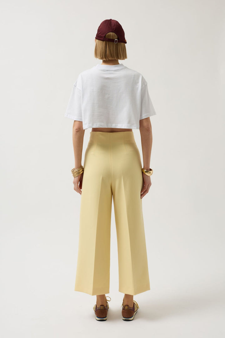 Black Printed Crop White T-Shirt 