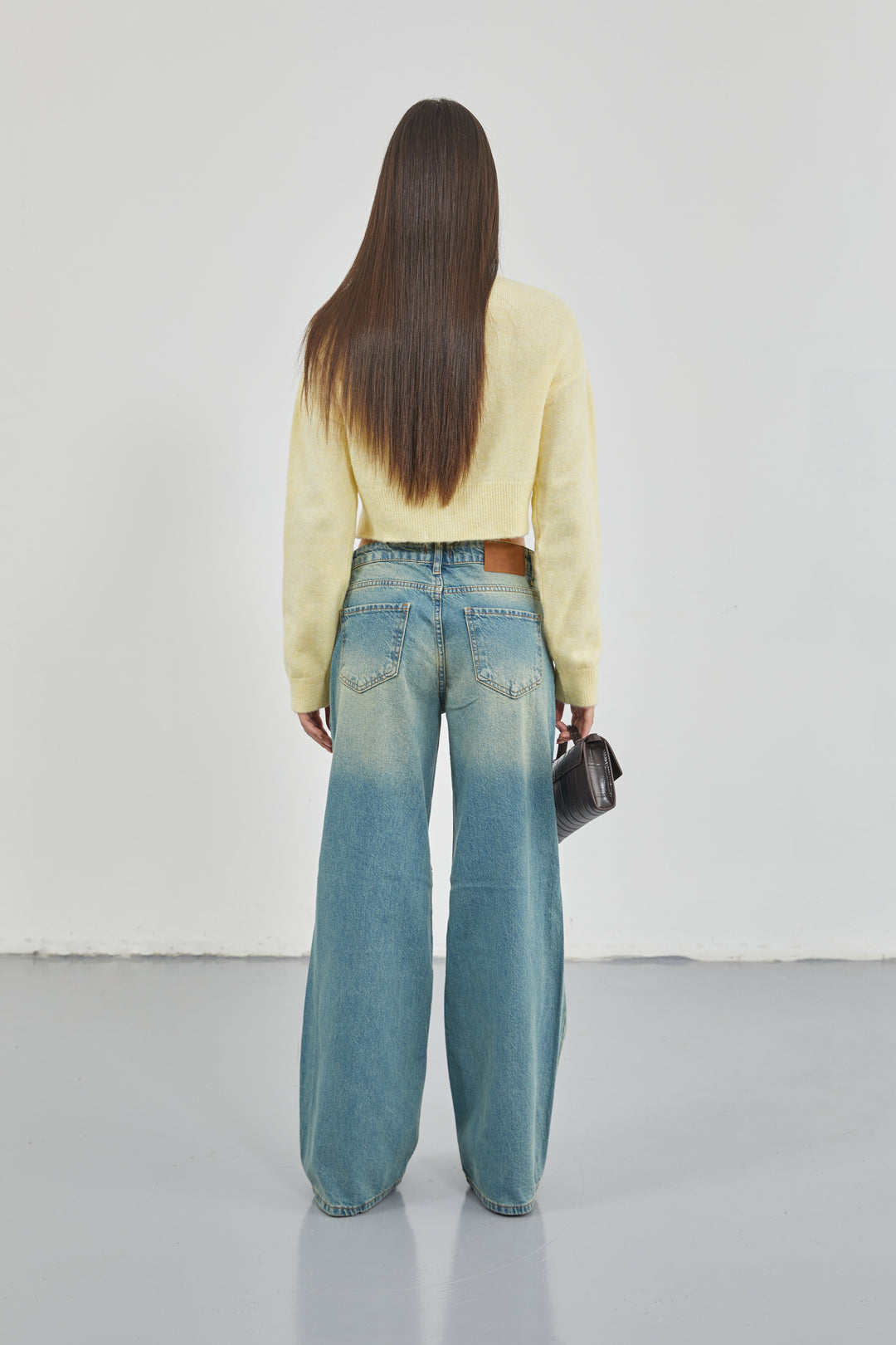 Low Waist Knee Fold Blue Jeans 