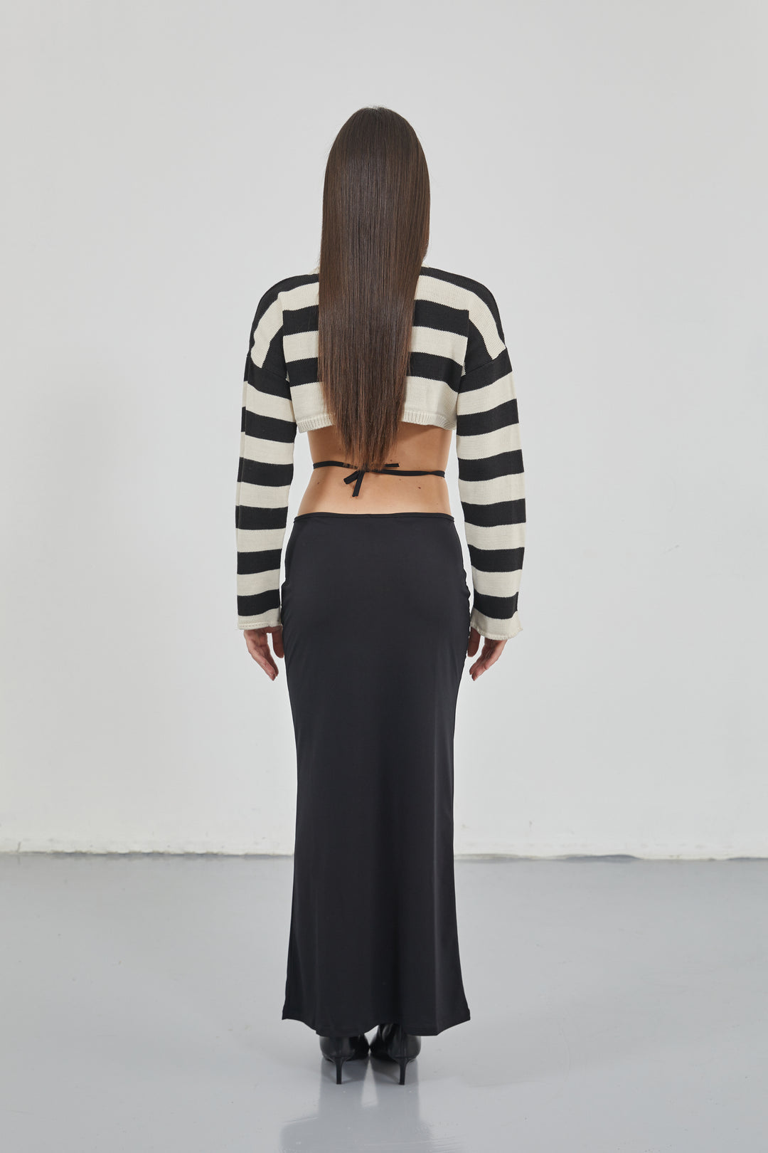 Waist Tie Maxi Black Skirt 