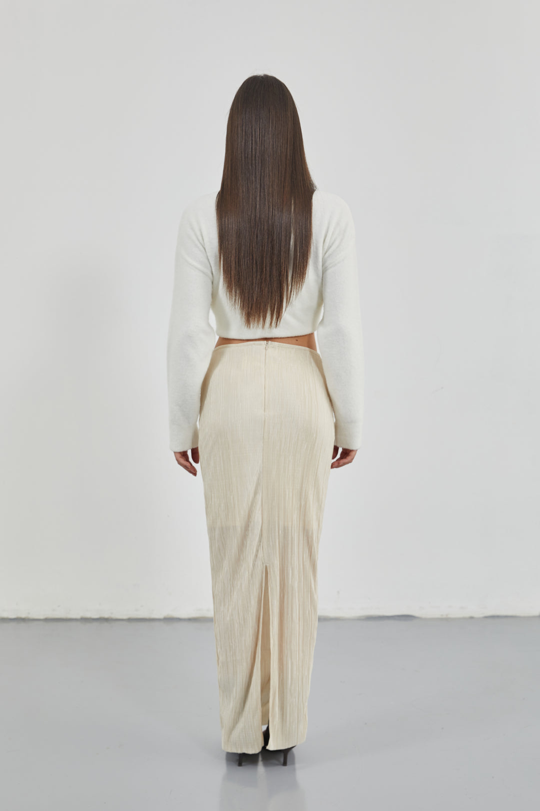 Low Waist Maxi Length Beige Skirt 