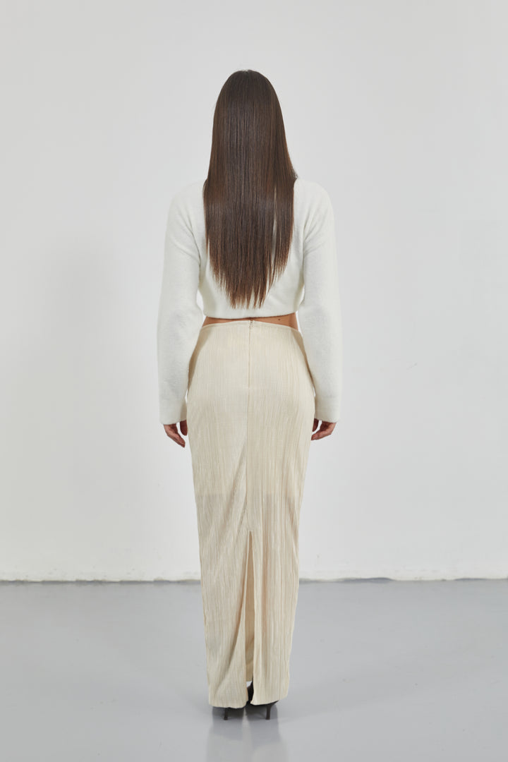 Low Waist Maxi Length Beige Skirt 