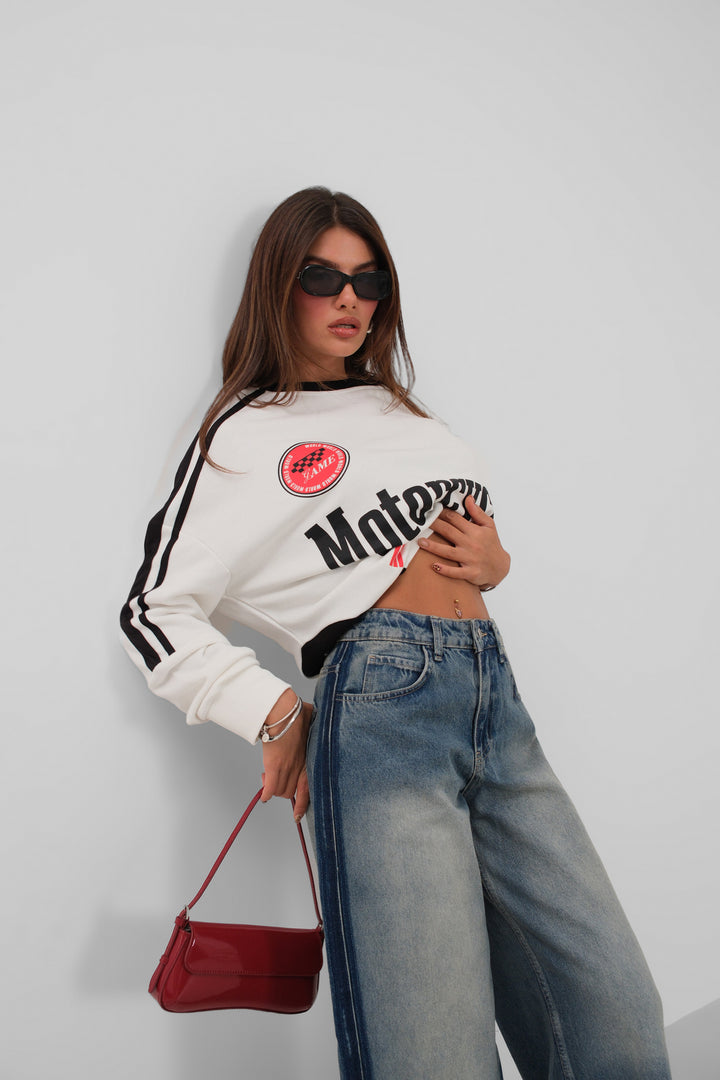 Wide Leg Washed Blue Jeans 