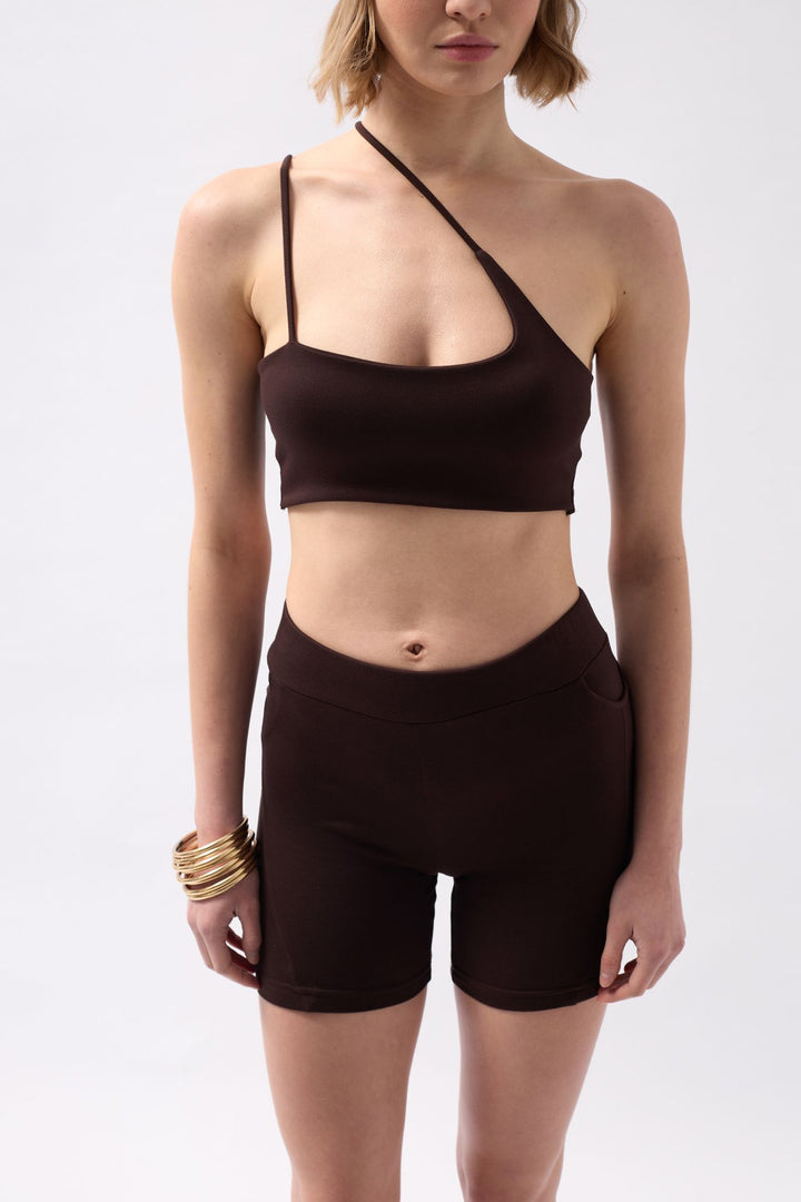 Çapraz Askı Kahverengi Bra