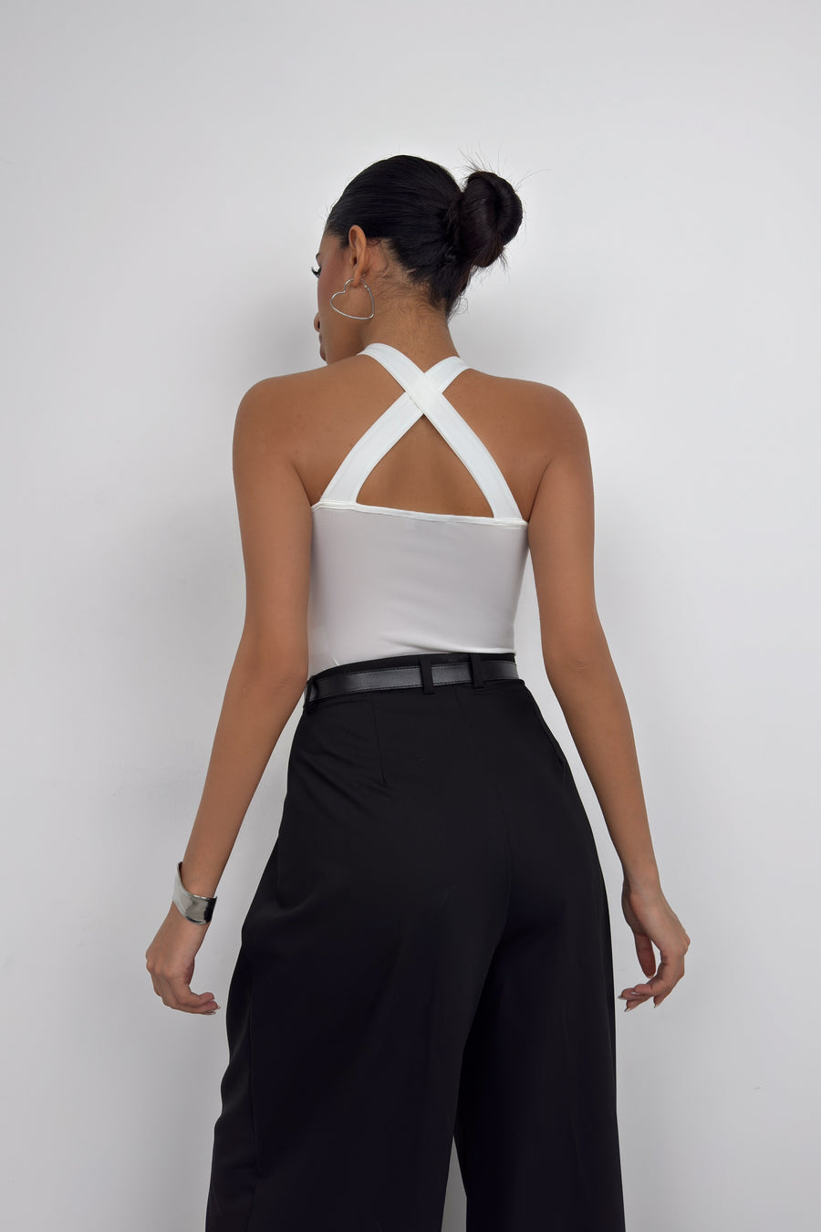 Cross Straps White Bodysuit 