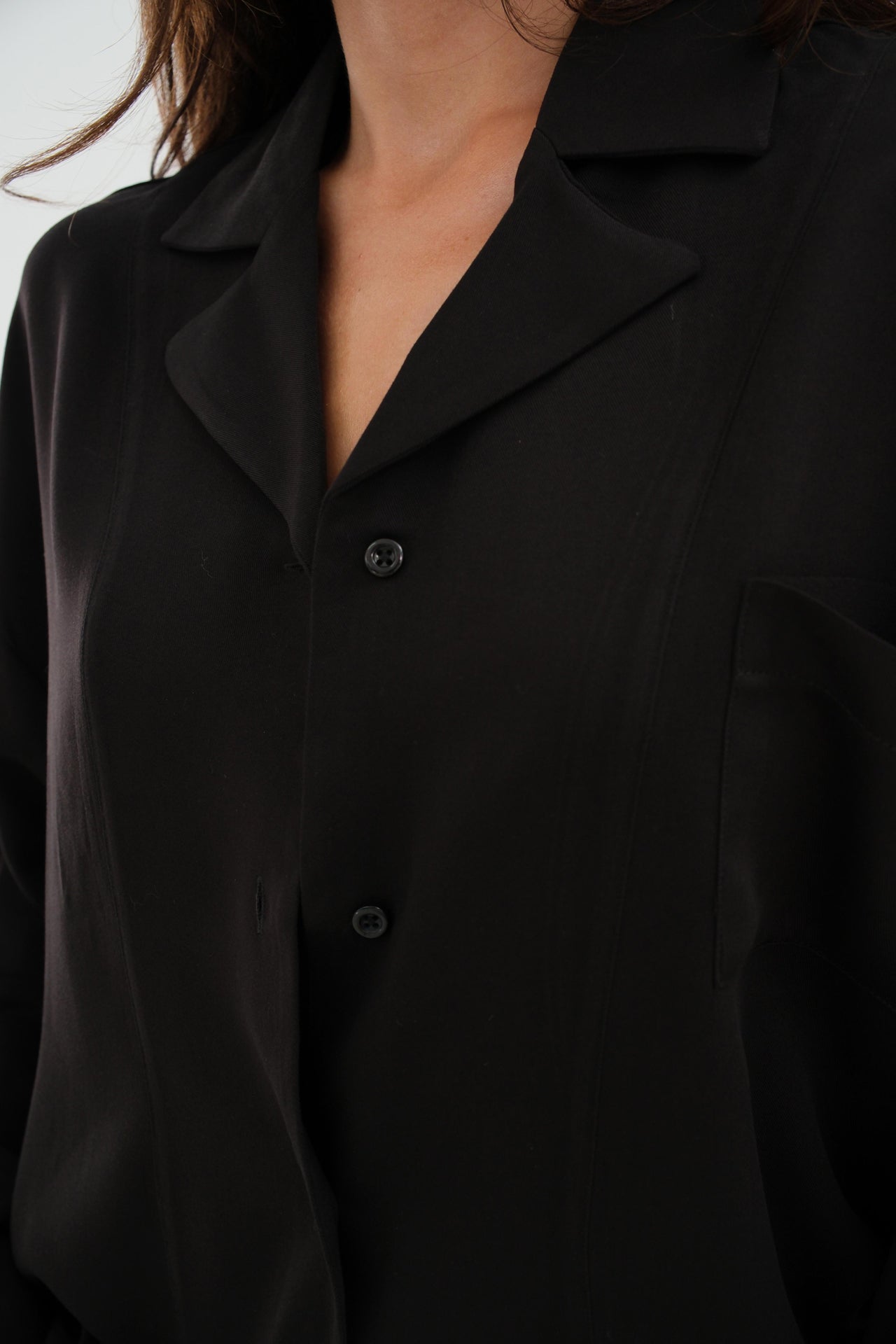 Black Shirt with Jacket Collar Pocket 