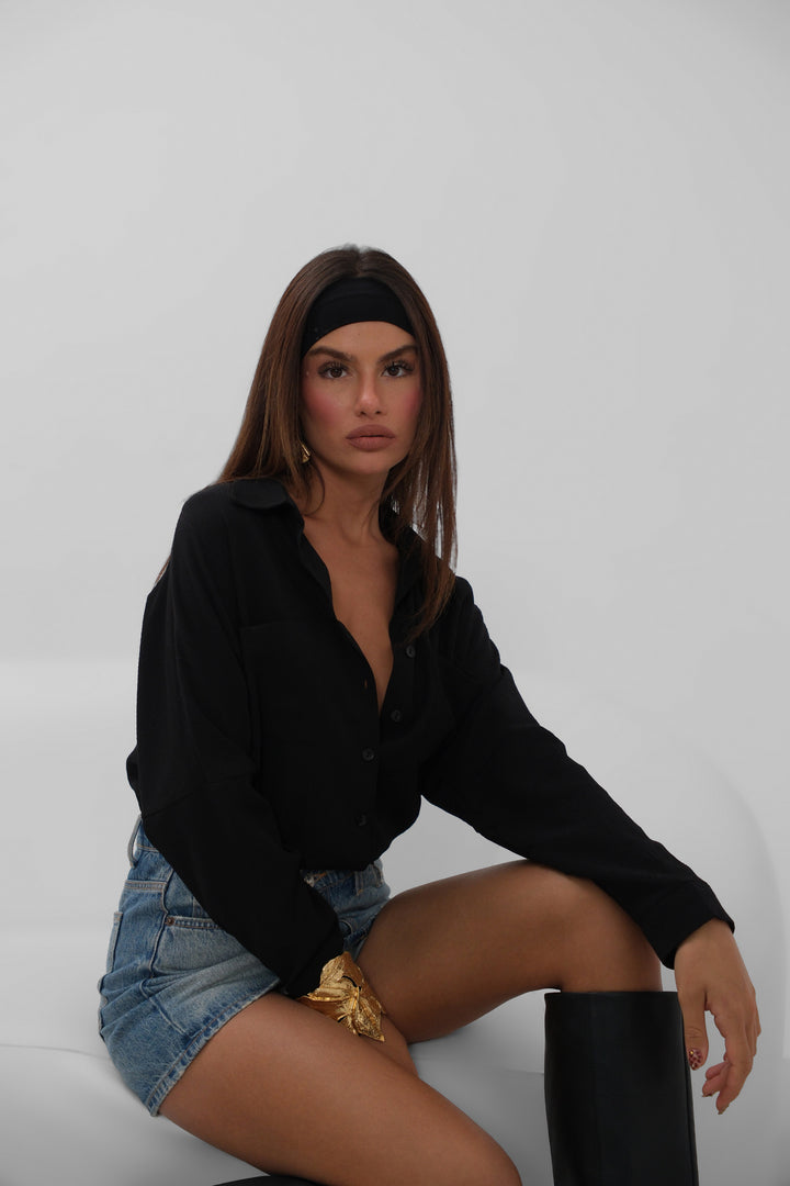 Pocket Detail Black Shirt 